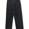 TJ113 Men's Enzyme Stone Wash Charcoal Black Baggy Jeans