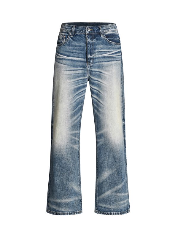 Q212  Men's 13.5 OZ 100% Cotton Heavy 3D Whiskers Bootcut Jeans
