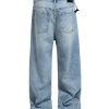 TJ160 Men's 14.5 OZ Rigid Baggy Straight Ripped Denim Jeans