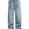 TJ160 Men's 14.5 OZ Rigid Baggy Straight Ripped Denim Jeans