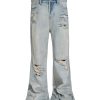 TJ162 Men's 13.2 OZ Vintage Ripped Splatter Painting Bootcut Jeans