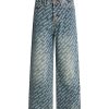 H3816 Men's 13.7 OZ All‑Over Printing Loose Straight Denim Jeans