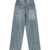 H3816 Men's 13.7 OZ All‑Over Printing Loose Straight Denim Jeans