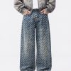 H3816 Men's 13.7 OZ All‑Over Printing Loose Straight Denim Jeans