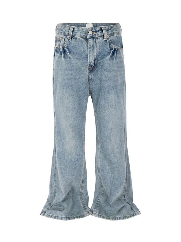 T-GJ019  Men's 13.5 OZ High Rise Light Stone Wash Flare Jeans