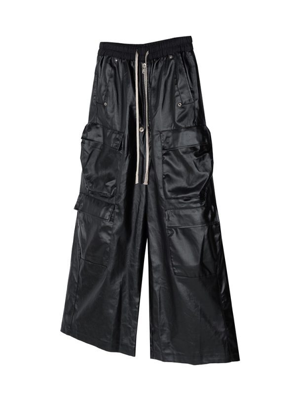 8404 Men's Baggy Matte Coated Drawstring Waist Cargo Pants