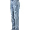8001 Men's 11.5 OZ Slim Fit Straight Destroyed Ripped Jeans