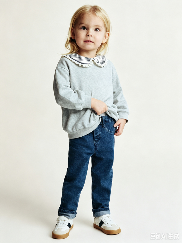 1788968721841655.png Toddler Girls 9 OZ Minimalist Stretch Slim Fit Straight Leg Rolled Cuff Jeans