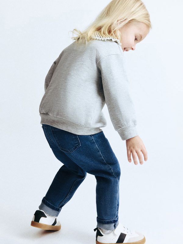 1788968747973618.jpg Toddler Girls 9 OZ Minimalist Stretch Slim Fit Straight Leg Rolled Cuff Jeans