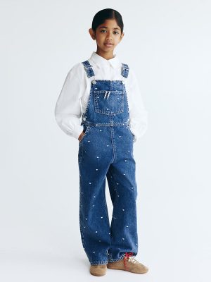 HMKD032  Patterned denim dungarees  Cotton 100%  2-8