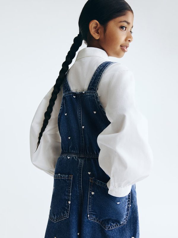HMKD032  Patterned denim dungarees  Cotton 100%  2-8