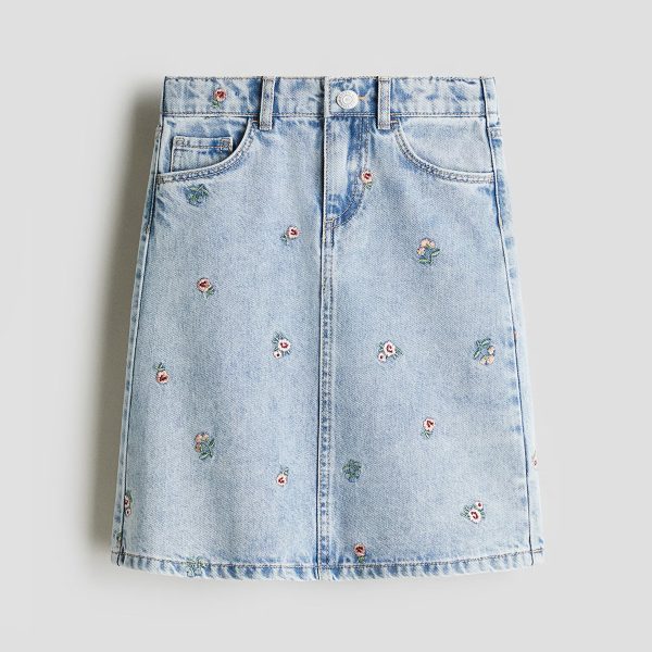 1789056938152372.jpg HMKD041 Embroidered-Detail Denim Skirt Cotton 100% 2-8