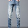 5107  Men's 10.8 OZ Vintage Destroyed Wash Ripped Distressed Skinny Jeans