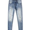5107  Men's 10.8 OZ Vintage Destroyed Wash Ripped Distressed Skinny Jeans