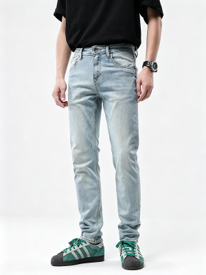 1789821912144418.png JK0351 Men's Pale Light Bleach Stone Wash Slightly Tapered Jeans