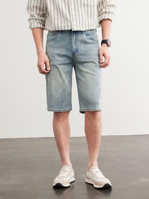 D501  Men's 10.8 OZ Slim Straight Fit Denim Bermuda Shorts Jorts