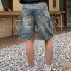 6553 Men's Summer 12.7 oz Lyocell Baggy All‑Over Printing Denim Shorts