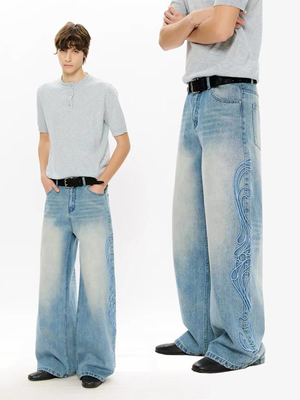 1790149605457569.jpg EMBD002 Men's 15 OZ 3D Raised Cord Embroidery Wide Leg Jeans