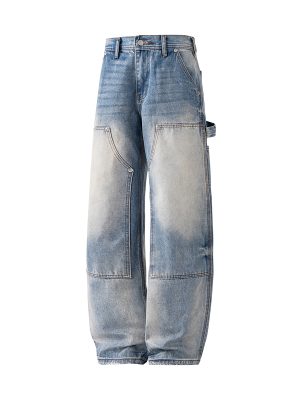 1790152700702673.jpg JK9683-1 Men's 14.8 OZ Cargo Raw Hem Loose Straight Carpenter Jeans