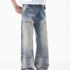 JK9683-1  Men's 14.8 OZ Cargo Raw Hem Loose Straight Carpenter Jeans