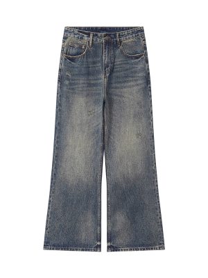 DL3100  Men's 13.2 OZ Distressed Vintage Wash Bootcut Jeans
