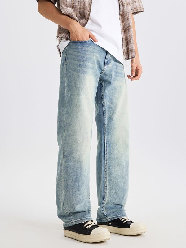 1790235055994349.jpg DZ2017 Men's 11.8 OZ Light Vintage Faded Wash Regular Straight Jeans