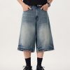 7033  Men's 11.8 OZ Baggy Wide Leg 7/10 Length Denim Capris Jeans