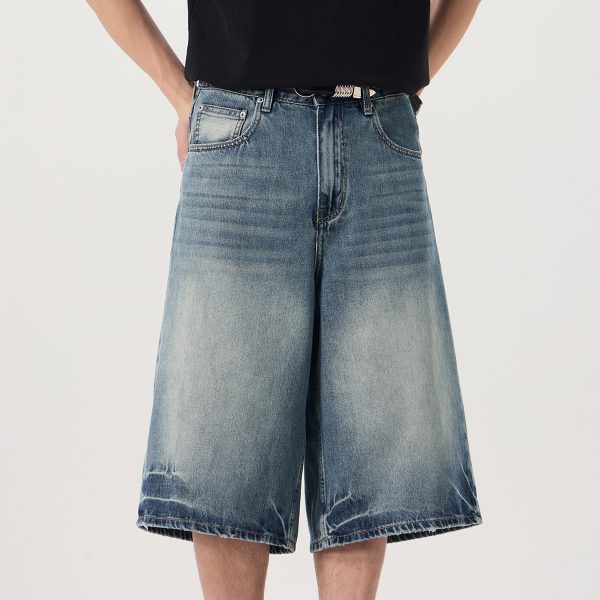7033  Men's 11.8 OZ Baggy Wide Leg 7/10 Length Denim Capris Jeans
