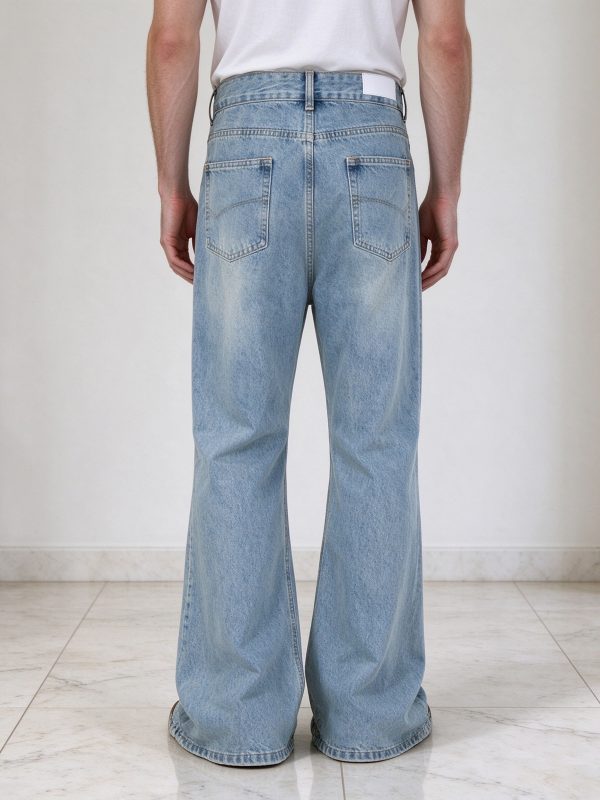 T-GJ019  Men's 13.5 OZ High Rise Light Stone Wash Flare Jeans