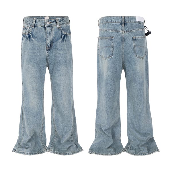 T-GJ019  Men's 13.5 OZ High Rise Light Stone Wash Flare Jeans