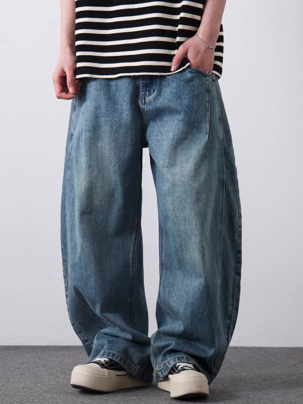 PL2268  Men's 12.8 OZ Vintage Light Wash Baggy Balloon Jeans