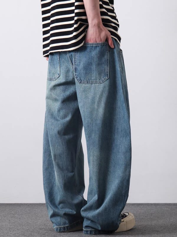 PL2268  Men's 12.8 OZ Vintage Light Wash Baggy Balloon Jeans