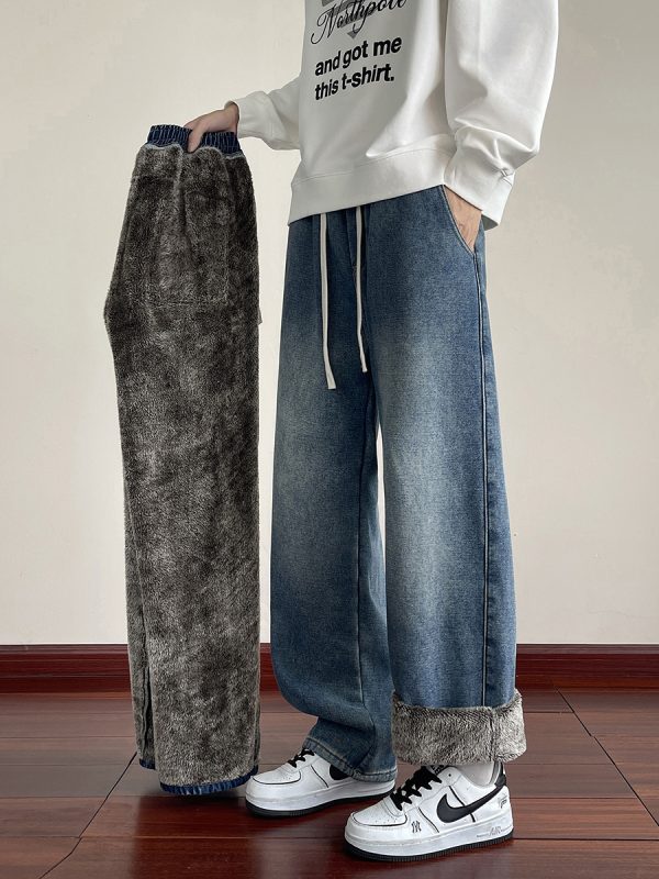LL693R1  Men's 11 OZ Elastic Waist Winter Fox Fleece Lined Jeans