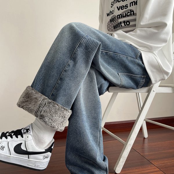 LL693R1  Men's 11 OZ Elastic Waist Winter Fox Fleece Lined Jeans