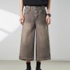721  Men's Dyed Back‑half Elastic Waistband 8/10 Length Cropped Jeans