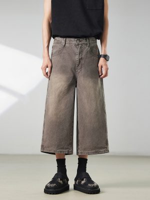 1791788023829018.jpg 721 Men's Dyed Back‑half Elastic Waistband 8/10 Length Cropped Jeans
