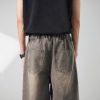 721  Men's Dyed Back‑half Elastic Waistband 8/10 Length Cropped Jeans