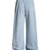 E6697  Men's 10.8 OZ Laser Etching Elastic Waist Baggy Parachute Denim Jeans